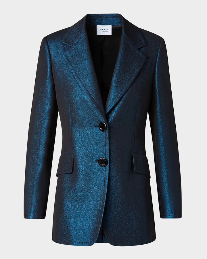 Akris Punto Metallic Night Sky Boyfriend Blazer