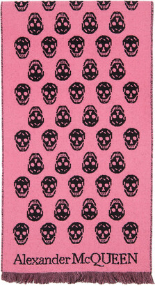 Alexander McQueen Pink & Black Skull Scarf