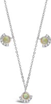 Thumbnail for your product : Sterling Forever Half Halo Opal Pendant Necklace