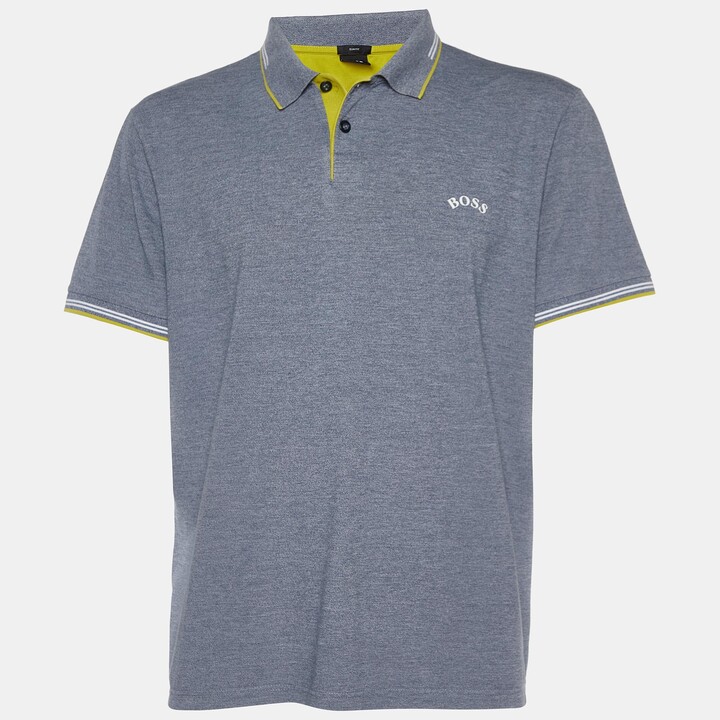 Boss by Hugo Boss Grey Cotton Paul Curved Polo T-Shirt XXXL