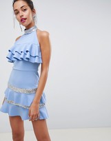 Thumbnail for your product : ASOS DESIGN DESIGN sequin collar frill mini dress