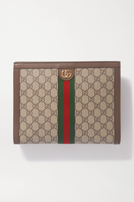 Gucci Ophidia Textured Leather-trimmed Printed Coated-canvas Pouch