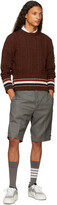 Thumbnail for your product : Thom Browne Burgundy Donegal Cable Knit Cardigan