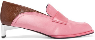 Loewe Satin And Textured-leather Loafers - Pink