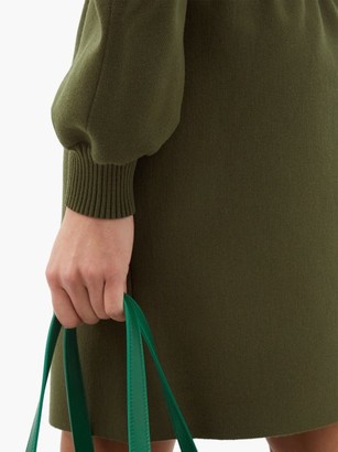 Bottega Veneta Round-shoulder Wool-blend Knitted Dress - Dark Green