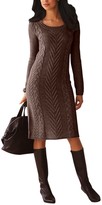 Thumbnail for your product : Asvivid Womens Casual Cable Knit Long Sleeve Sweater Dress Crew Neck Solid Color Slim Pullover Long Jumper