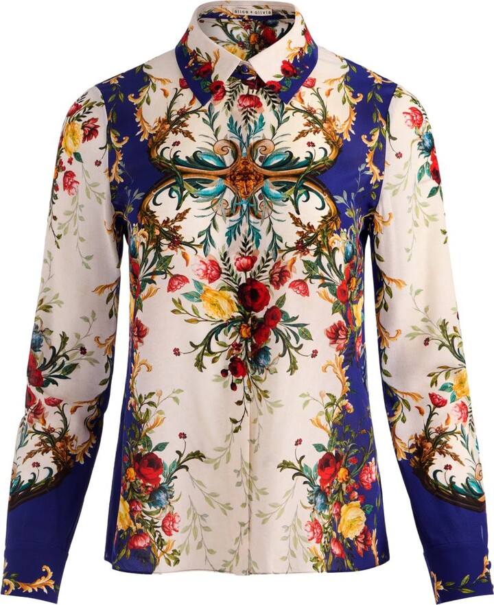 Alice + Olivia Printed Silk Shirt