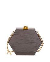 Thumbnail for your product : Edie Parker Macy Ribbon Hexagonal Clutch Bag, Gray/Brown