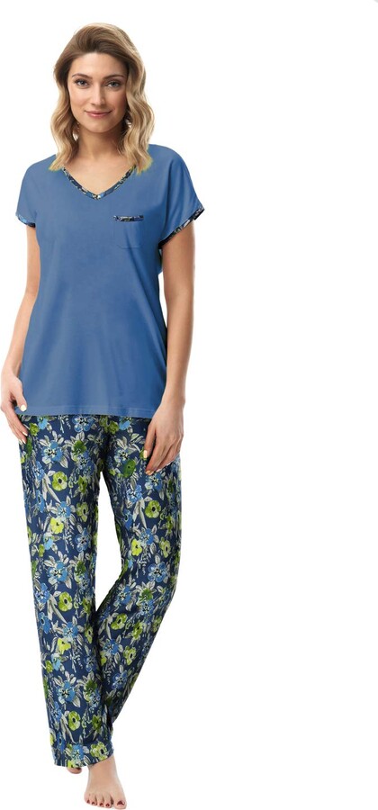 e.FEMME® Susan 798 Pyjama en viscose pour femme Imprimé tigre