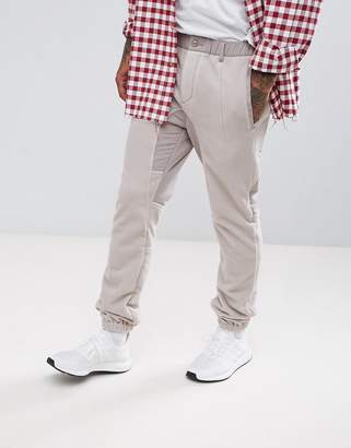 BEIGE Design Slim Pants With Fleece Panels In Beige