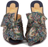 Thumbnail for your product : Christian Louboutin Moniquissima 120 Paisley Satin And Denim Mules - Blue Multi