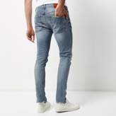 Thumbnail for your product : River Island Mens Light blue wash ripped Sid skinny jeans