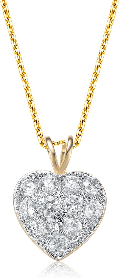 Genevive Gold / White Gold-Plated Sterling Silver Heart Shape Necklace