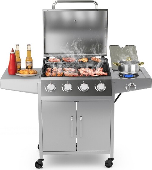 Costway3-in-1 Vertical Charcoal Smoker Portable BBQ Smoker Grill with  Detachable 2 Layer