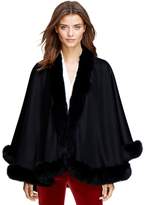 Thumbnail for your product : Brooks Brothers Cashmere Ruana with Fox Fur Trim