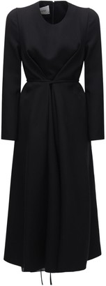 black wool midi dress