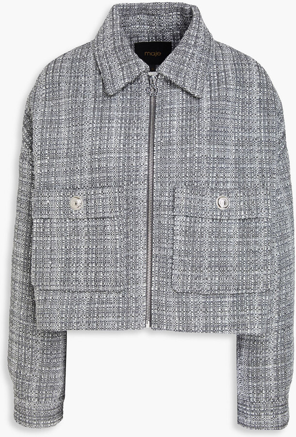 Maje Cropped sequin-embellished tweed jacket
