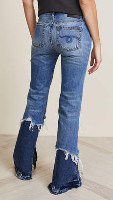 R 13 Vent Kick Double Shredded Jeans