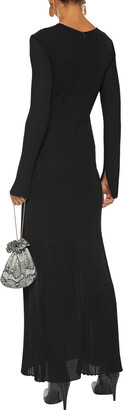 Victoria Beckham Pleated Crepe-paneled Jersey Maxi Dress