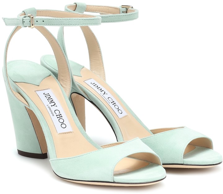 mint green block heel sandals
