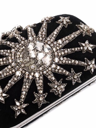 Alexander McQueen Crystal-Embroidered Heart-Closure Clutch
