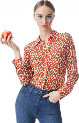 Alice + Olivia Willa Placket Top With Piping
