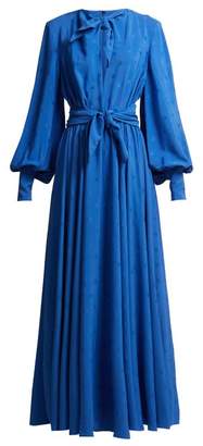 MSGM Star Jacquard Crepe Dress - Womens - Blue