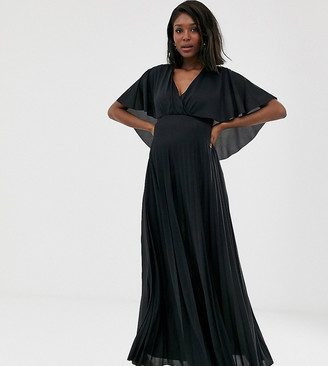 Asos DESIGN Maternity cape back detail pleated maxi dress