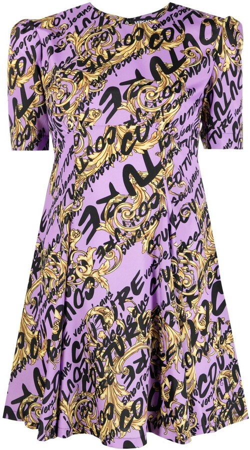 Versace Print Women's Purple Dresses | ShopStyle