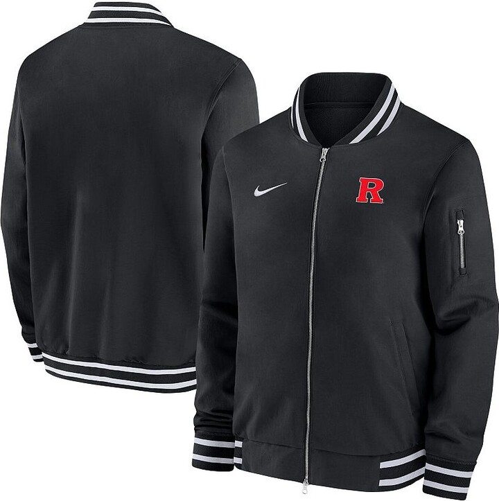 Men's Nike Black Rutgers Scarlet Knights Sideline Relaxed Full-Zip Bomber Jacket