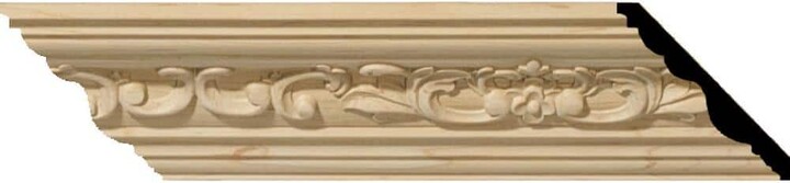 Ekena Millwork SAMPLE - 3-5/8 in. x 12 in. x 3-1/2 in. Alder Medway Carved Wood Crown Moulding, Alder