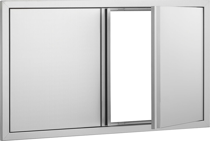 KFFKFF Barbecue Access Portal, 36W x 21H Inch Twin Exterior Cuisine Gateway, Stainless Steel Inset Entryway, Wall Upright Portal with Inset Grips, for Barbecue Isle, Grill Spot, External Locker