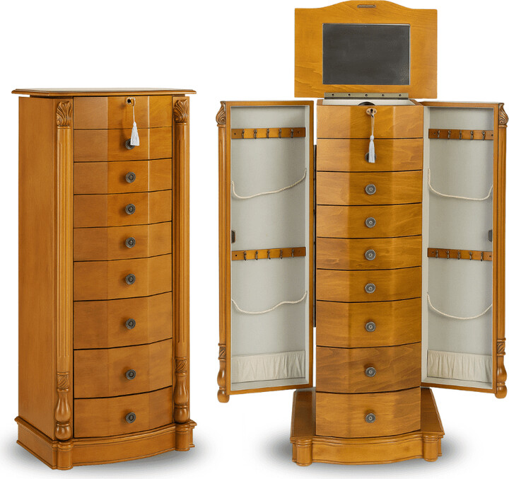 Hives and Honey Florence Standing Brown Wood Jewelry Armoire - Walnut