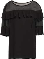 Thumbnail for your product : Bailey 44 Silk Voile-paneled Ruffled Crepe Blouse
