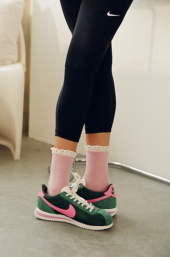 Nike Women's Cortez Sneaker in Fir/Pinksicle/Sail