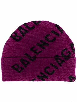 Balenciaga Intarsia-Knit Logo Beanie