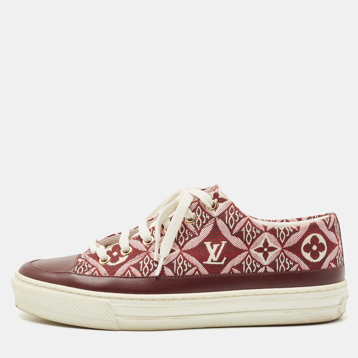 Louis Vuitton Burgundy Leather and Canvas Stellar Low Top Sneakers Size  38.5 - ShopStyle