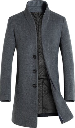 YOGALULU 2021 Men's Winter Coat 2 in 1 Wool Coat Slim Fit Winter Warm ...