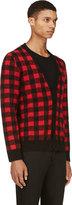 Thumbnail for your product : Saint Laurent Red & Black Check Wool Cardigan