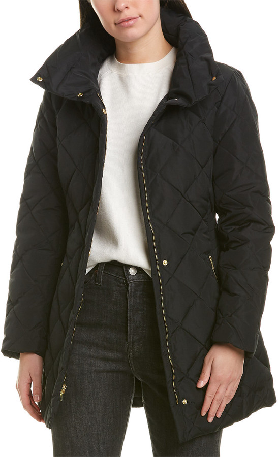 cole haan down jacket with faux fur trim