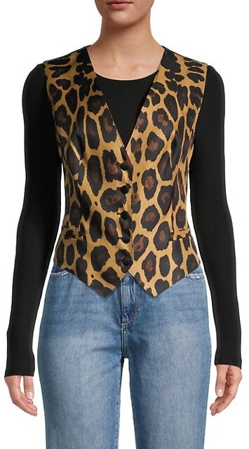leopard print long vest