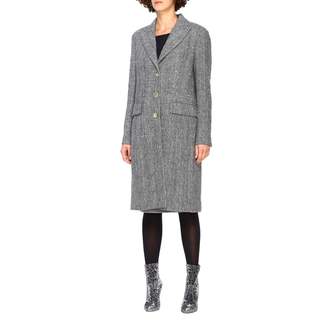 Ermanno Scervino Coat Coat In Prince Of Wales Fabric With Applications