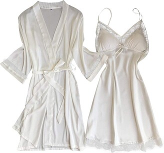 Sheer White Peignoir Set/ 60s Baby Doll Nightie with Robe/ 3/4 Sleeve Bed Jacket with Loose Night Gown/ MEDIUM Kleding Dameskleding Pyjamas & Badjassen Nachthemden en tops 
