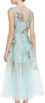 Thumbnail for your product : Oscar de la Renta Floral Embroidered Cocktail Dress, Aquamarine
