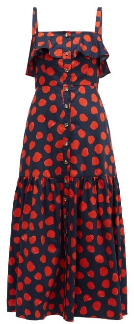 red ruffle polka dot dress