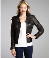 Thumbnail for your product : DKNY black leather zip front bomber jacket