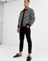 Thumbnail for your product : ASOS DESIGN harrington jacket with gold floral embroidery