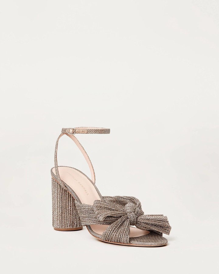 camellia bow heel with ankle strap vegan pearl