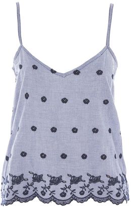 Topshop Gingham Embroidered Night Camisole Top