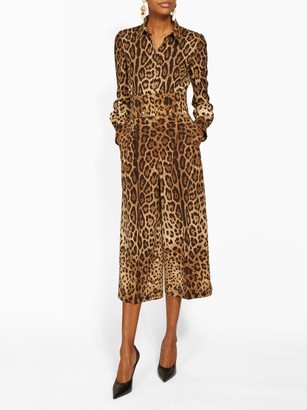 Dolce & Gabbana High-waisted Leopard-print Wool-blend Culottes - Womens - Leopard